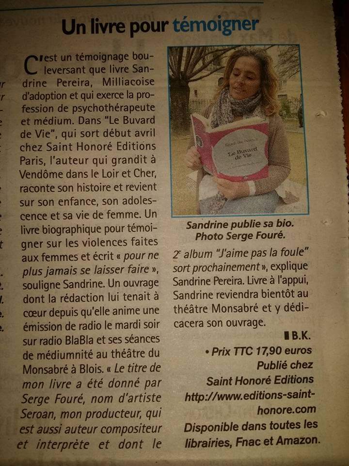 Article de presse : Un livre pour témoigner, Le Buvard de Vie